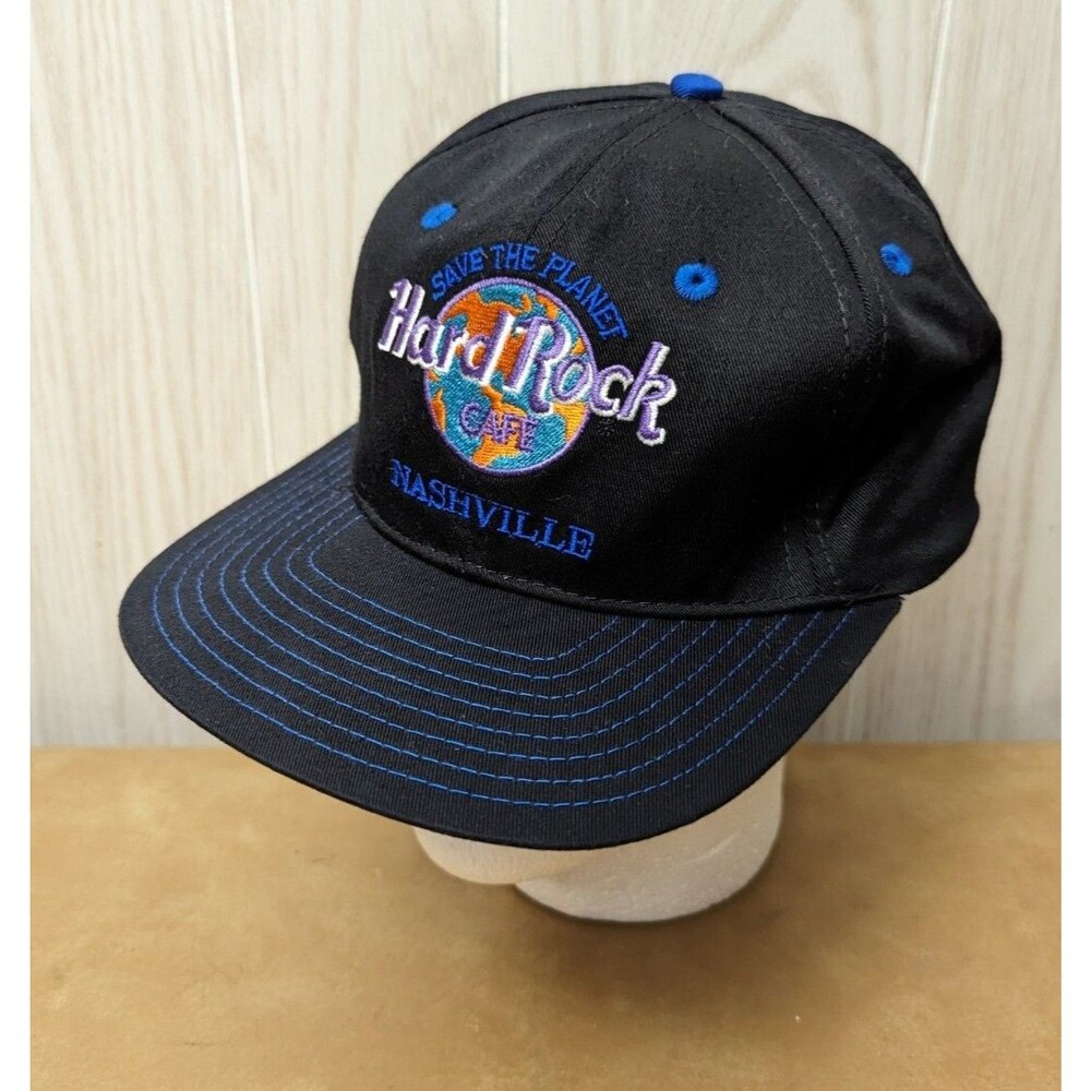 Vintage Hard Rock Cafe Nashville Save The Planet Black SnapBack Hat
